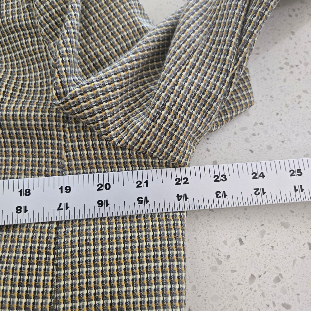 Worthington Womens Blazer Large Grey Yellow Plaid Houndstooth Open Front Jacket - Picture 3 of 8